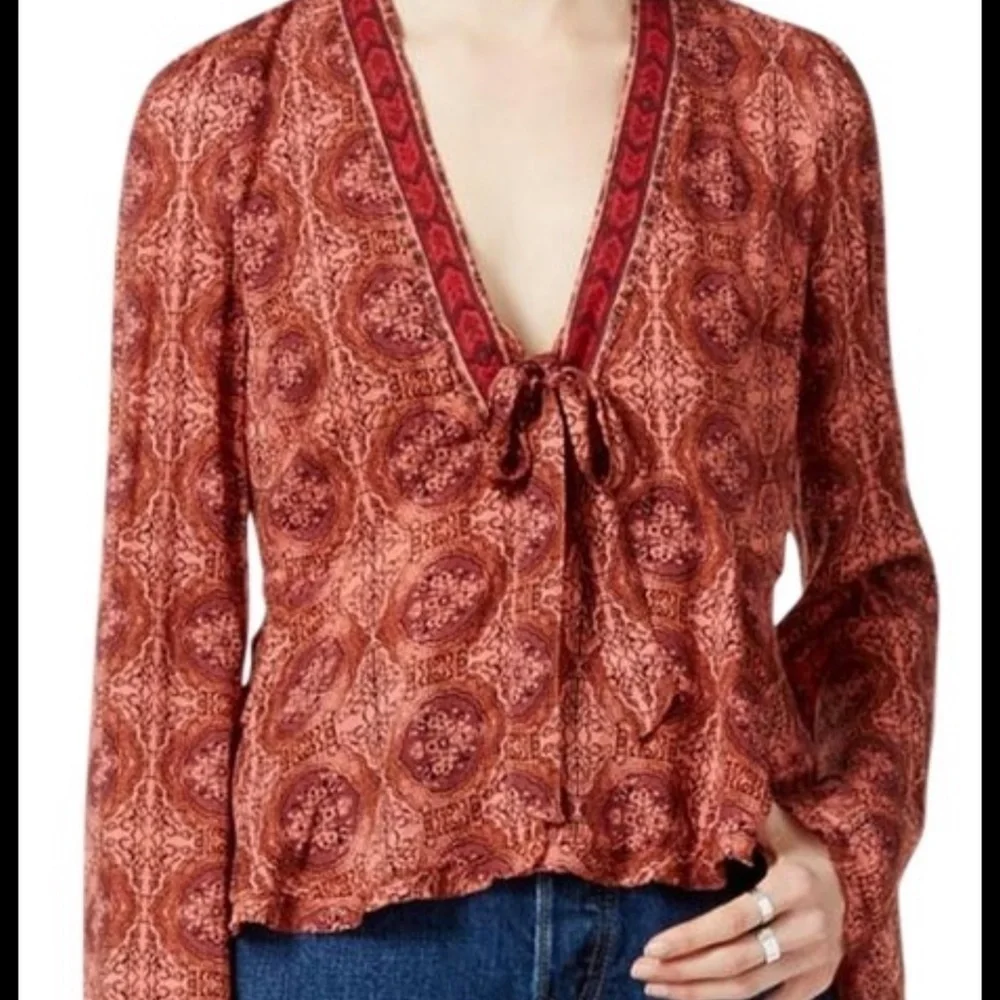 Free people Time of Your Life Top coral combo color size Small T81